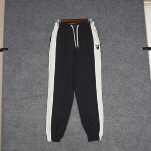 Playboy by Pacsun Black White Track Pants Joggers Logo Womens XS Streetwear